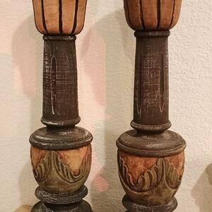 Rustic Wooden Candle Holders